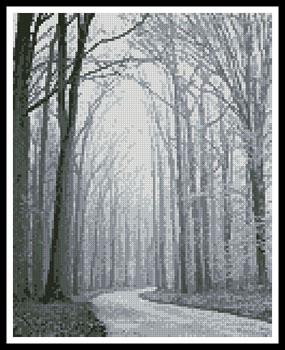 Mini Black and White Road Through Trees