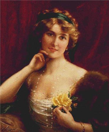 An Elegant Lady With A Yellow Rose