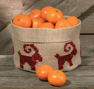 click here to view larger image of Christmas Goat Basket (counted cross stitch kit)