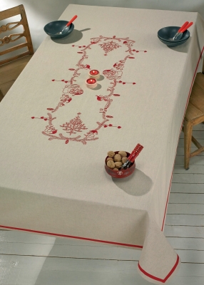 click here to view larger image of Little Elfs Table Cloth (stamped cross stitch kit)