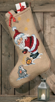 click here to view larger image of Elf and Rabbit Stocking (counted cross stitch kit)