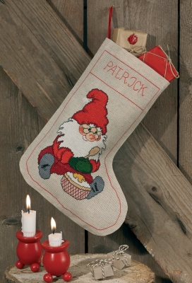 click here to view larger image of Elf with Pudding Stocking (counted cross stitch kit)