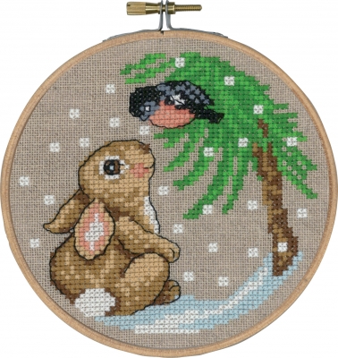 Rabbit and Finch With Hoop