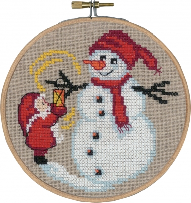 Snowman and Elf With Hoop