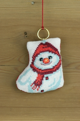 Stocking With Snowman Ornament