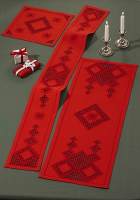 click here to view larger image of Red Hardanger Table Runner - Narrow (Middle) (Hardanger and Cut Work)