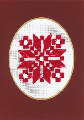 Hardanger Christmas Card - Red on White