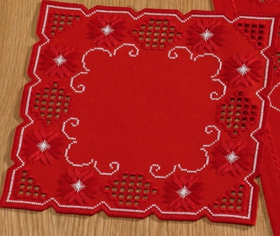 click here to view larger image of Red Hardanger Table Topper (Hardanger and Cut Work)
