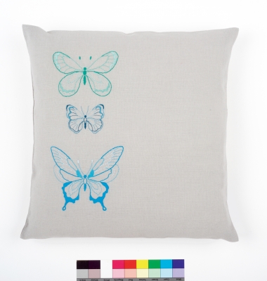 Blue Butterflies Embroidery Cushion