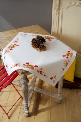 click here to view larger image of Hedgehog and Mushrooms Tablecloth (counted cross stitch kit)