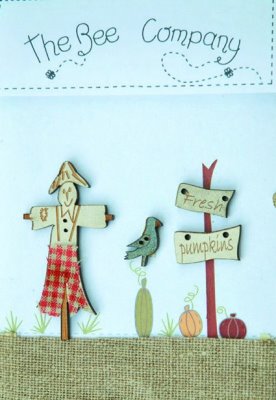 Scarecrow and Fresh Pumpkin Wooden Buttons