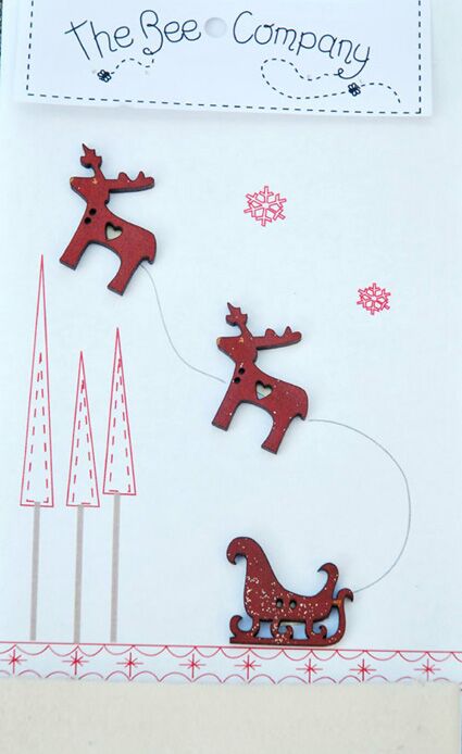Christmas Red Sleigh and Reindeer Buttons