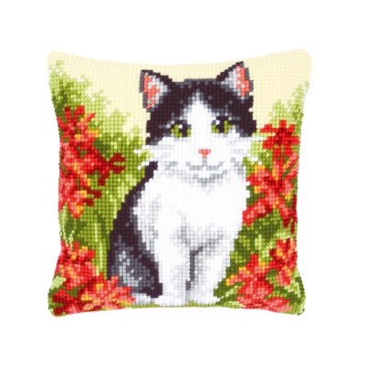 Cat In Flower Field Cushion