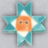 Turquoise Ohio Star Ceramic Button