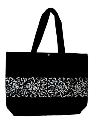 Canvas Tote - Black With Silver