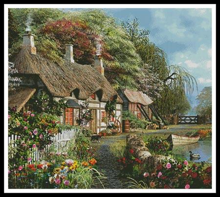 click here to view larger image of Riverside Home In Bloom - Cushion  (Dominic Davison) (chart)