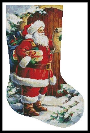 Santa At The Door Stocking (Right Facing)  (Hazel Bardon)