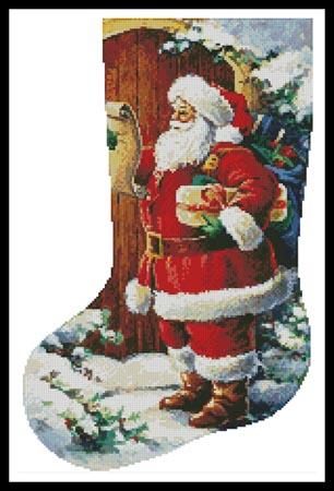 Santa At The Door Stocking (Left Facing)  (Hazel Bardon)