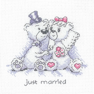 click here to view larger image of Just Married - Justin Bear Cards (counted cross stitch kit)