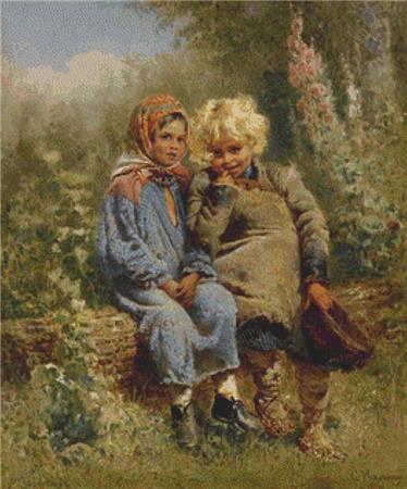 Peasant Children At Rest  (Konstantin Makovsky)