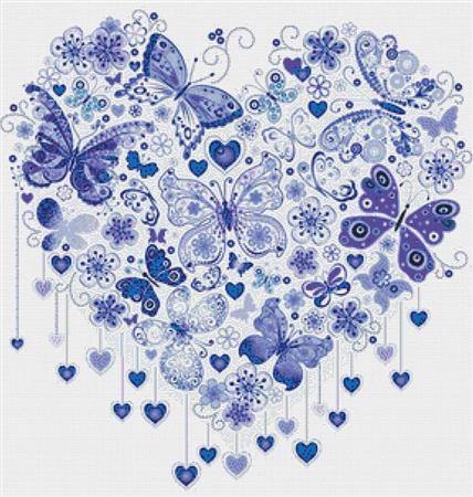 Dark Blue Butterfly Heart