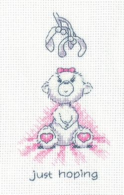 click here to view larger image of Just Hoping - Justin Bear Cards (counted cross stitch kit)