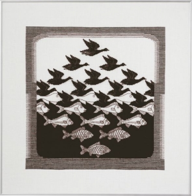 click here to view larger image of Bird/Fish Dark Grey (counted cross stitch kit)
