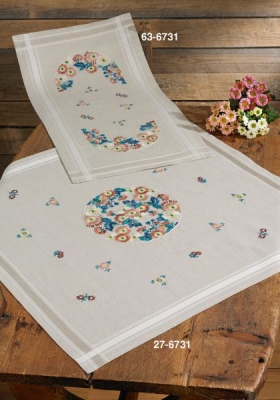 click here to view larger image of Mill Fleur - Table Cloth (stamped cross stitch kit)