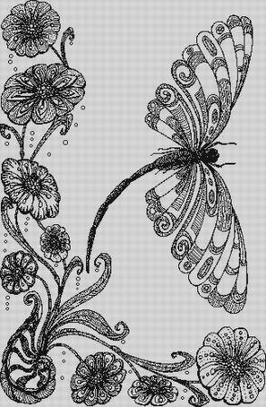 click here to view larger image of Dragonfly With Flowers (chart)