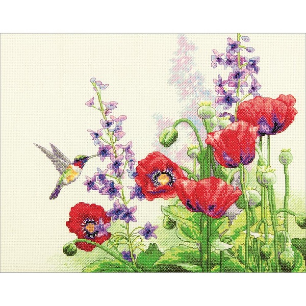 Hummingbird and Poppies