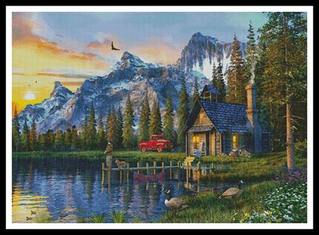 click here to view larger image of Sunset Log Cabin (Large)  (Dominic Davison) (chart)