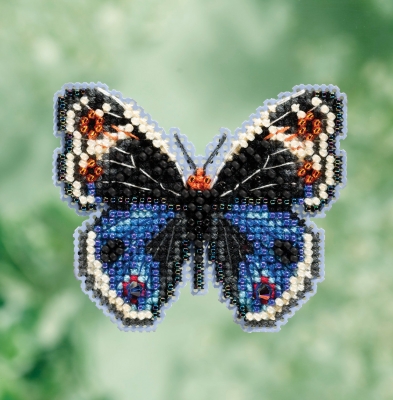 click here to view larger image of Blue Pansy Butterfly - Spring Bouquet Seasonal Ornament (counted cross stitch kit)