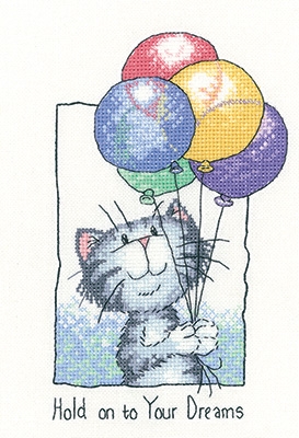click here to view larger image of Hold On To Your Dreams - Cats Rule (27ct Kit) (counted cross stitch kit)