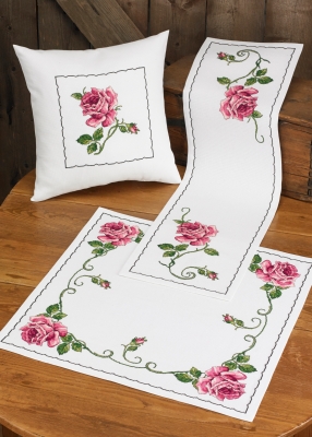 click here to view larger image of Rose Pillow (counted cross stitch kit)