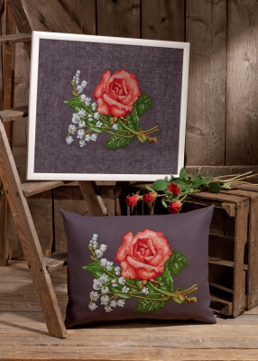 click here to view larger image of Roses and Lilies (Linen) (None Selected)