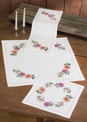 click here to view larger image of Flowers Table Topper (counted cross stitch kit)
