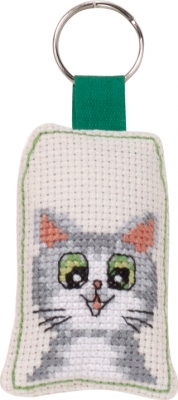 click here to view larger image of Smiling Cat Keyring (counted cross stitch kit)