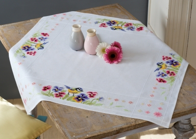 Birds and Violets Tablecloth