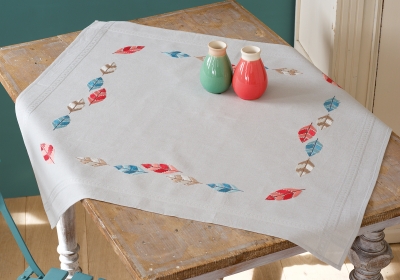 click here to view larger image of Feathers Tablecloth (stamped cross stitch kit)