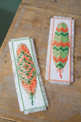 click here to view larger image of Feathers Bookmarks (Set of 2) (counted cross stitch kit)