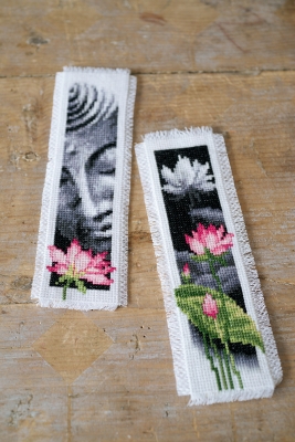 click here to view larger image of Lotus and Buddha Bookmarks (Set of 2) (counted cross stitch kit)