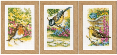click here to view larger image of Garden Birds (Set of 3) (counted cross stitch kit)