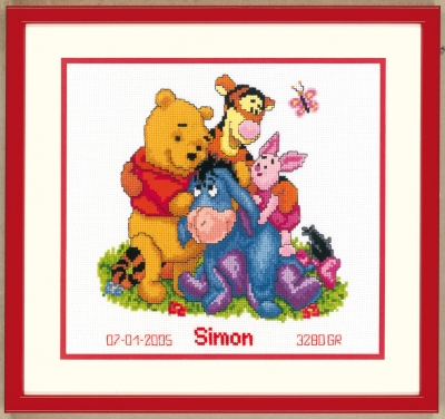 Winnie The Pooh and Friends Birth Announcement