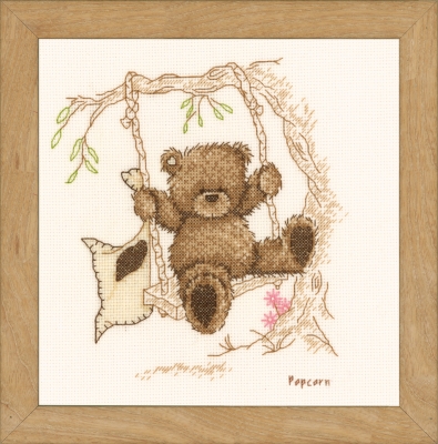 click here to view larger image of Popcorn Bear Swinging (counted cross stitch kit)