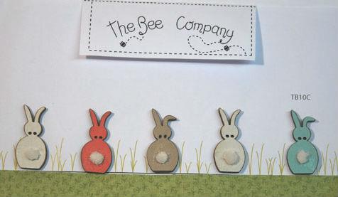 5 Spring Rabbits With Cottontails Buttons