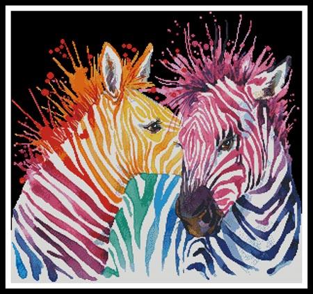 click here to view larger image of Colourful Zebras (Black Background)  (Lena Faenkova) (chart)