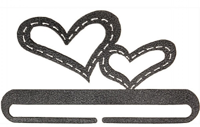 Stitched Hearts Split Bottom Bellpull - Charcoal - 6in