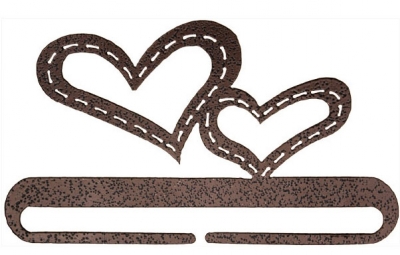 click here to view larger image of Stitched Hearts Split Bottom Bellpull - Copper Vein - 6in (accessory)