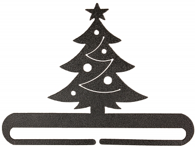 Christmas Tree Split Bottom Bellpull - Charcoal - 6in