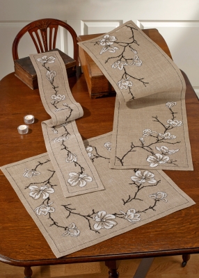 click here to view larger image of Magnolia Table Runner (Top Right) (counted cross stitch kit)